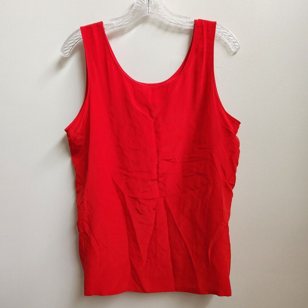 Jones New York Top Women's 12 Red Silk Sleeveless Tank Career Layering Holiday